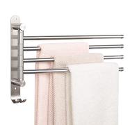 NearMoon Swivel Towel Rack, Thicken SUS304 Stainless Steel 4-Arm Towel Bar, Space Saving Wall Mounted Towel Holder with Hook, Rustproof Swing Out Towel Hanger for Bathroom, Kitchen (Brushed Nickel)