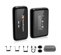 NearStream AWM20D Wireless Lavalier Microphone with Noise Cancellation, HD LCD Display/200m Transmission/7H Battery Life, Compact&Light Lapel Mic for Cameras/Smartphones/PC Vlogging/Live Streaming