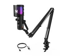 NearStream USB Gaming Microphone with RGB Indicator/Noise Cancellation/Touch Mute/Monitoring/Pop Filter/Boom Arm,Desktop Condenser Mic for Streaming/Podcast/Discord/Twitch/YouTube(AM30U)