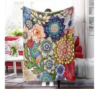 Neasow Floral Fleece Throw Blanket, Vibrant Color Boho Flowers Blossom Cozy Decor Throws for Sofa Bed Couch Chair or Dorm 40×50 inch