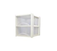 Neat. 2 Plastic Storage Drawers Unit with See-Through Drawers, Compact Vertical Design - Durable Plastic, Ideal for Organizing Office Crafts, and Household Items, 40cm x L39cm x W39cm -Cream