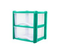 Neat. 2 Plastic Storage Drawers Unit with See-Through Drawers, Compact Vertical Design - Durable Plastic, Ideal for Organizing Office Crafts, and Household Items, 40cm x L39cm x W39cm -Light blue
