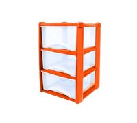 Neat. 3 Plastic Storage Drawers Unit with See-Through Drawers, Compact Vertical Design - Durable Plastic, Ideal for Organizing Office Crafts, and Household Items, 60cm x L39cm x W39cm -Orange