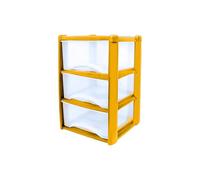 Neat. 3 Plastic Storage Drawers Unit with See-Through Drawers, Compact Vertical Design - Durable Plastic, Ideal for Organizing Office Crafts, and Household Items, 60cm x L39cm x W39cm -Yellow