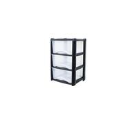 Neat. 3 Plastic Storage Drawers Unit with See-Through Drawers, Compact Vertical Design - Durable Plastic, Ideal for Organizing Office Crafts, and Household Items, 60cm x L39cm x W39cm - Black/Clear
