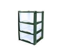 Neat. 3 Plastic Storage Drawers Unit with See-Through Drawers, Compact Vertical Design - Durable Plastic, Ideal for Organizing Office Crafts, and Household Items, 60cm x L39cm x W39cm -Dark Green