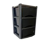 Neat. 3 Plastic Storage Drawers Unit with See-Through Drawers, Compact Vertical Design - Durable Plastic, Ideal for Organizing Office Crafts, and Household Items, 60cm x L39cm x W39cm - Black