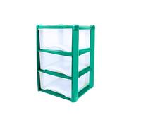 Neat. 3 Plastic Storage Drawers Unit with See-Through Drawers, Compact Vertical Design - Durable Plastic, Ideal for Organizing Office Crafts, and Household Items, 60cm x L39cm x W39cm -Light blue