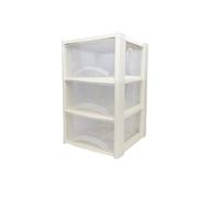 Neat. 3 Plastic Storage Drawers Unit with See-Through Drawers, Compact Vertical Design - Durable Plastic, Ideal for Organizing Office Crafts, and Household Items, 60cm x L39cm x W39cm -Cream