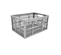 Neat. 32L Foldable Stackable Plastic Storage Crate Container - Collapsible & Portable Multi-Use Basket for Fruits, Vegetables & Books - Silver, Pack of 1 (47cm x 35cm x 23.5cm)