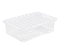 Neat. 32L Large Clear Plastic Storage Boxes with Clear Lids - Stackable & Durable Containers, Ideal for Clothing, Paperwork, and Household Items, 60 x 40 x 18 cm, Pack of 1