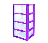 Neat. 4 Plastic Storage Drawers, Space-Saving Draws for Office & Home, Drawers Storage Unit - Durable Storage Draws - Storage Drawers Unit - H80cm x L39cm x W39cm -Purple
