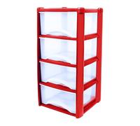 Neat. 4 Plastic Storage Drawers, Space-Saving Draws for Office & Home, Drawers Storage Unit - Durable Storage Draws - Storage Drawers Unit - H80cm x L39cm x W39cm -Red