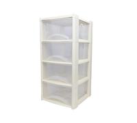 Neat. 4 Plastic Storage Drawers, Space-Saving Draws for Office & Home, Drawers Storage Unit - Durable Storage Draws - Storage Drawers Unit - H80cm x L39cm x W39cm -Cream