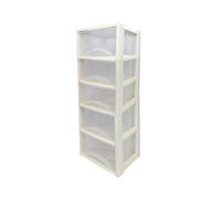 Neat. 5 Plastic Storage Drawers, Space-Saving Draws for Office & Home, Drawers Storage Unit - Durable Storage Draws - Storage Drawers Unit - H100cm x L39cm x W39cm -Cream