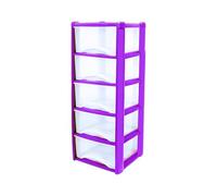 Neat. 5 Plastic Storage Drawers Unit with See-Through Drawers, Compact Vertical Design - Durable Plastic, Ideal for Organizing Office Crafts, and Household Items, 100cm x L39cm x W39cm -Purple