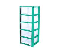 Neat. 5 Plastic Storage Drawers Unit with See-Through Drawers, Compact Vertical Design - Durable Plastic, Ideal for Organizing Office Crafts, and Household Items, 100cm x L39cm x W39cm -Light blue