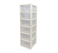 Neat. 6 Plastic Storage Drawers, Space-Saving Draws for Office & Home, Drawers Storage Unit - Durable Storage Draws - Storage Drawers Unit - H120cm x L39cm x W39cm -Cream