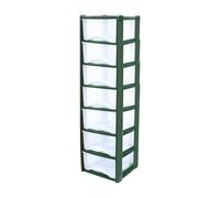 Neat. 7 Plastic Storage Drawers Unit with See-Through Drawers, Compact Vertical Design - Durable Plastic, Ideal for Organizing Office Crafts, and Household Items, 140cm x L39cm x W39cm -Dark Green
