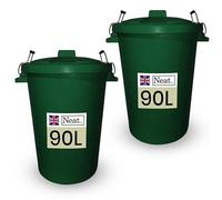 Neat. 90L Bin Coloured Large Plastic Bins, Heavy Duty- Dark Green- Pack Of 2