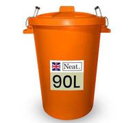 Neat. 90L Bin Coloured Large Plastic Bins, Heavy Duty- Orange- Pack Of 1