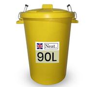 Neat. 90L Bin Coloured Large Plastic Bins, Heavy Duty- Yellow - Pack Of 1