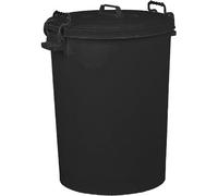 Neat. Black 110 L Plastic Dustbin, Large Heavy-Duty Weather Resistant and Food Grade Trash Can Garbage Bin With 2 Clip Locking Lid for Indoor Outdoor Storage Container of Animal Feed, Pack of 3