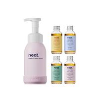 Neat Eco-Friendly Foaming Hand Wash Discovery Kit (1 Pink Refillable Handwash Dispenser 300ml + 4 Hand Soap Refills) - Dermatologically Approved for Sensitive Skin - Liquid Soap Set for Home & Office