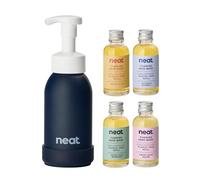 Neat Eco-Friendly Foaming Hand Wash Kit (Midnight Blue Refillable Handwash Dispenser 300ml + 4 Hand Soap Refills) - Dermatologically Approved for Sensitive Skin - Liquid Soap Set for Home & Workplaces