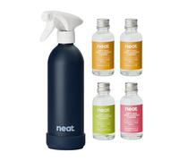 Neat Multi-Surface Antibacterial Cleaning Spray, 3 Scents - Natural Cleaning Solution for Home & Office, Pet Friendly, Plant Based, Reusable Midnight Blue Aluminium Bottle, 4x30ml Concentrate Bottles