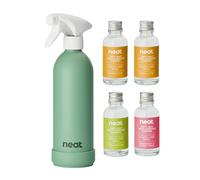 Neat Multi-Surface Antibacterial Cleaning Spray, 3 Scents - Natural Cleaning Solution for Home & Office, Pet Friendly, Plant Based, Reusable Sage Aluminium Bottle, 4x30ml Concentrate Bottles