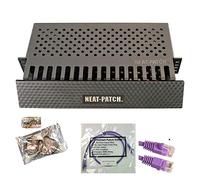 Neat Patch 2U Cable Management Kit - 1 Pack w/ 24 CAT6 Patch Cables (2FT Purple)