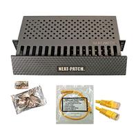 Neat Patch 2U Cable Management Kit - 1 Pack w/ 24 CAT6 Patch Cables (2FT Yellow)