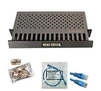 Neat Patch MINI 1U Low Profile Cable Management Kit - 1 Pack w/ 24 CAT6 Patch Cables (1FT Blue)