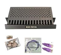 Neat Patch MINI 1U Low Profile Cable Management Kit - 1 Pack w/ 24 CAT6 Patch Cables (1FT Purple)