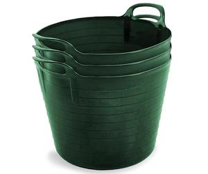 Neat Plastics 42L Flexi Tubs 3 Pack - Large Garden Tubs with Handles, Heavy Duty, Ideal Bath & Flexi Bucket, Durable Flexible Buckets for Home & Garden (Green)