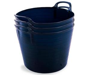 Neat Plastics 42L Flexi Tubs 3 Packs - Versatile Large Garden Tubs with Handles, Handy Builders Buckets Heavy Duty, Ideal Bath Bucket & Flexi Bucket, Durable Flexible Buckets for Home & Garden (Navy)