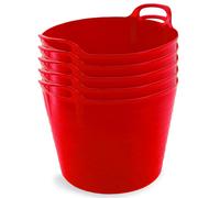 Neat Plastics 42L Flexi Tubs 5 Packs - Versatile Large Garden Tubs with Handles, Handy Builders Buckets Heavy Duty, Ideal Bath Bucket & Flexi Bucket,