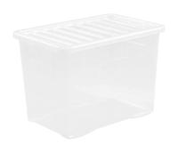 Neat. Plastics Large Heavy Duty Plastic Storage Box With Clear Lids, Durable, Nestable & Stackable Organizing Box Container For Home, Garage & Office, Pack of 10