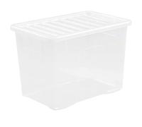 Neat. Plastics Large Heavy Duty Plastic Storage Box With Clear Lids, Durable, Nestable & Stackable Organizing Box Container For Home, Garage & Office, Pack of 4