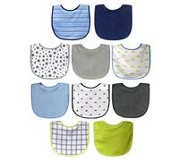 Neat Solutions 10 Pack Water Resistant Bib Set Blue/Grey Assorted