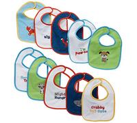 Neat Solutions 10 Pack Water Resistant Drooler Bib Set, Multi-Color