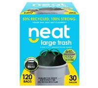 Neat Tall Kitchen 30 Gallon Drawstring Trash Bags - (MEGA 120 COUNT) - Triple Ply Fortified, Eco-Friendly 50% Recycled Material, Neutralize+ Odor Technology, Reversible Black and White Garbage Bags