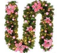 Neatartmore 2.7m Red Gold Christmas Garland Vine For Indoor Outdoor Holiday | Plastic Construction, Weather-resistant For Indoor/outdoor Use, 9Ft Flexible Length,For Mantels, Banisters, Parties