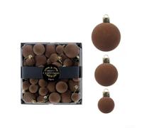 Neatartmore 44 Pcs Flocked Christmas Ball Ornaments Set Shatterproof | Shatterproof Plastic, Flocked Matte Finish, 3 Sizes (1.18-1.96 Inch), Gold With Strings, Box Included