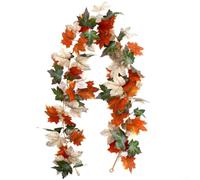 Neatartmore Artificial Leaf Garland 5.7FT For Home Decor | Realistic Silk Leaves, 175Cm Length,Easy Hang Loops,For Fireplace, Mantel, Halloween, Thanksgiving, Christmas For Décor