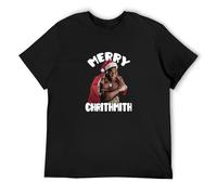 NeatDady Mike Tyson Merry Chrithmith T-Shirt Heavyweight Champ Christmas Men's Tops Tee Black S