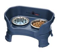 Neater Feeder Deluxe Mess Proof Cat Bowls Elevated for All Breeds - Made in USA - No Spill Raised Cat Bowls for Indoor Cats w/Leg Extensions - Stainless Steel Cat Food and Water Bowl Set - Dark Blue