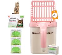 Neater Pet Brands - Neater Scooper Cat Litter Scoop and 60 Count Refill Bag Bundle - Cat Litter Sifter Poop Scoop System with Extra Waste Bags, Pink
