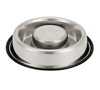 Neater Pet Brands Stainless Steel Slow Feed Bowl - Non-Tip & Non-Skid - Stops Dog Food Gulping, Bloat, Indigestion, and Rapid Eating (Extra Large, 5 Cups)
